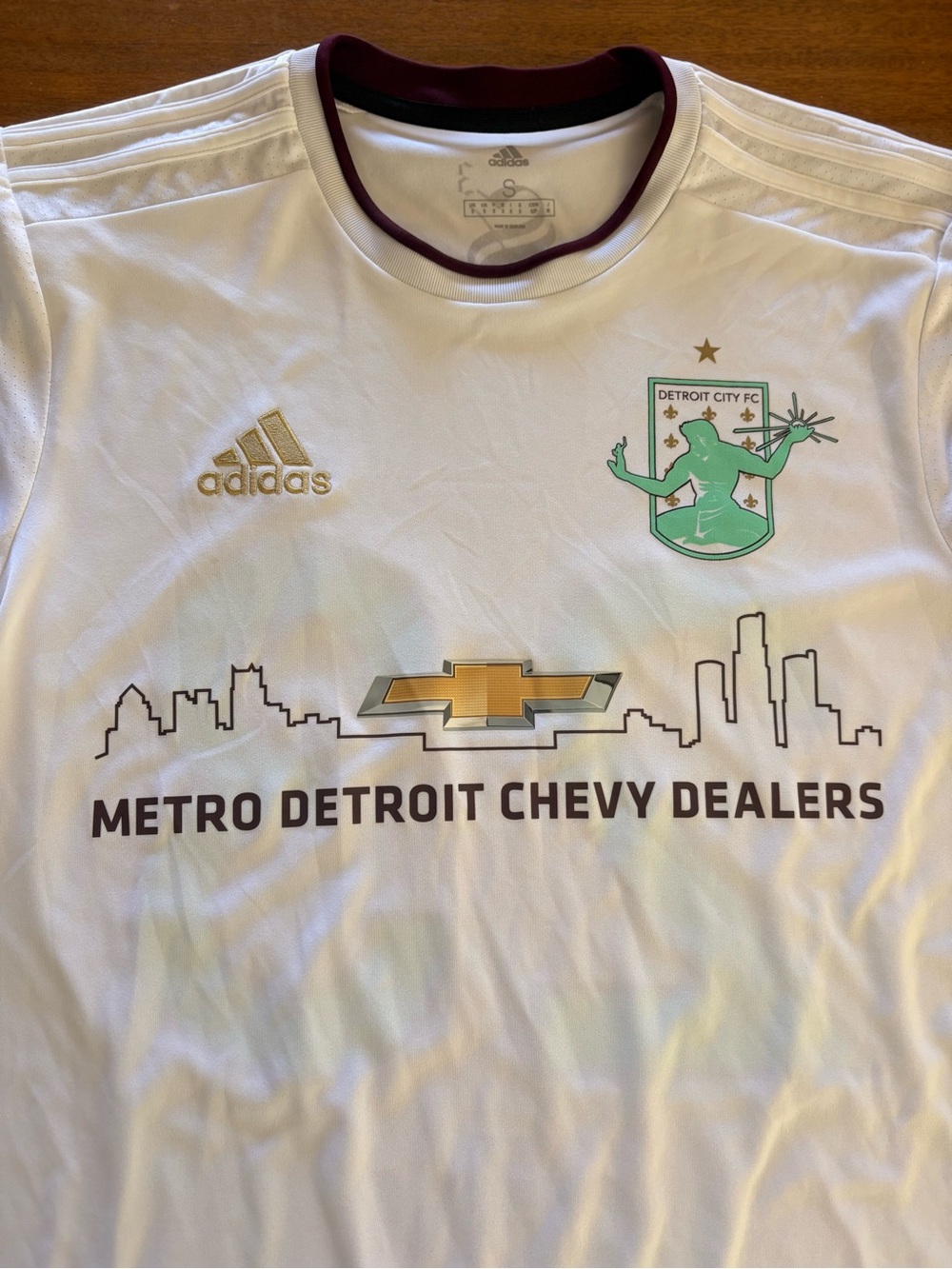 adidas White Detroit City FC Jersey with Gold and Green Accents